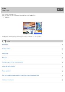 Sony HDR CX 610 manual. Camera Instructions.