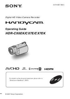 Sony HDR CX 7 EK manual. Camera Instructions.