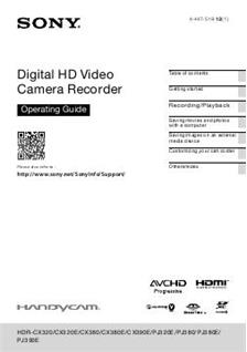 Sony HDR PJ 380 manual. Camera Instructions.