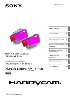 Sony HDR CX 550 V manual. Camera Instructions.