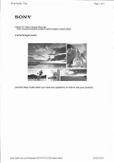 Sony HDR CX 330 manual. Camera Instructions.