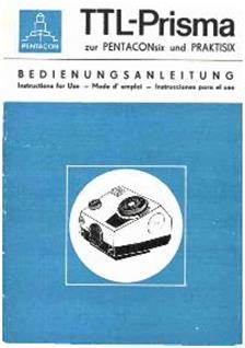 VEB Pentacon Pentacon Six TL Printed Manual