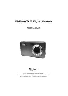 Vivitar ViviCam T027 manual. Camera Instructions.
