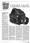 Mamiya M 645 manual. Camera Instructions.