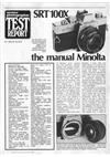 Minolta SRT 100 x manual. Camera Instructions.
